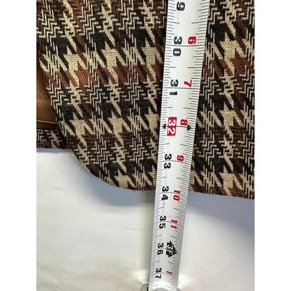 NWOT Tommy Hilfiger Women Brown Houndstooth Print Longline Blazer Jacket Coat 10 - Picture 7 of 15
